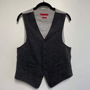 John Varvatos USA Mens Charcoal Heathered Knit Vest Size S Pinstripe Dapper